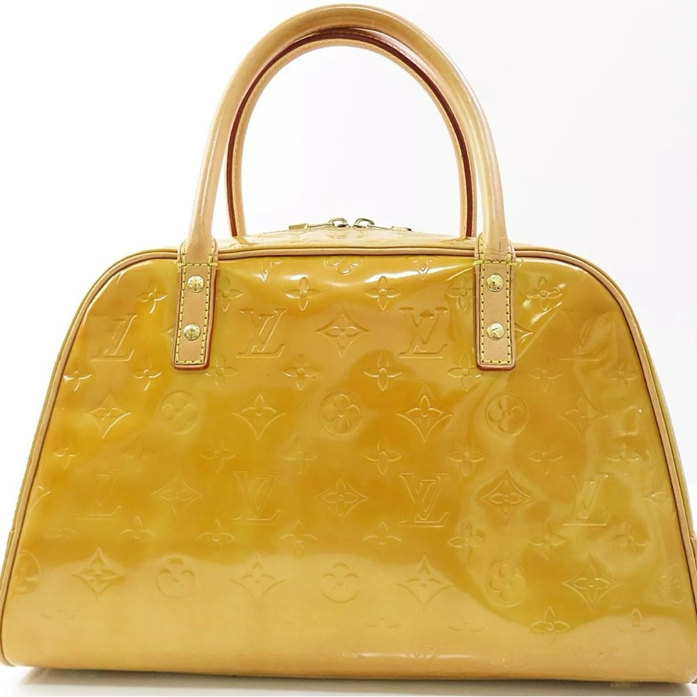 Authentic LOUIS VUITTON Tompkins Square Beige Vernis Hand Bag #52964